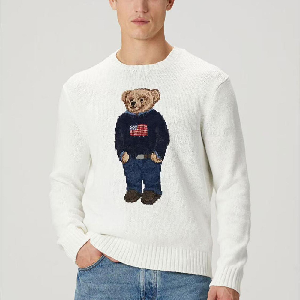 Luxury Designer Mens Sweaters Crew Neck nitted Sweater Jumpers Bear American Flag Trendy Winter HighEnd Comfortable Cotton Men Raph Pullover Male Sweatshirt
