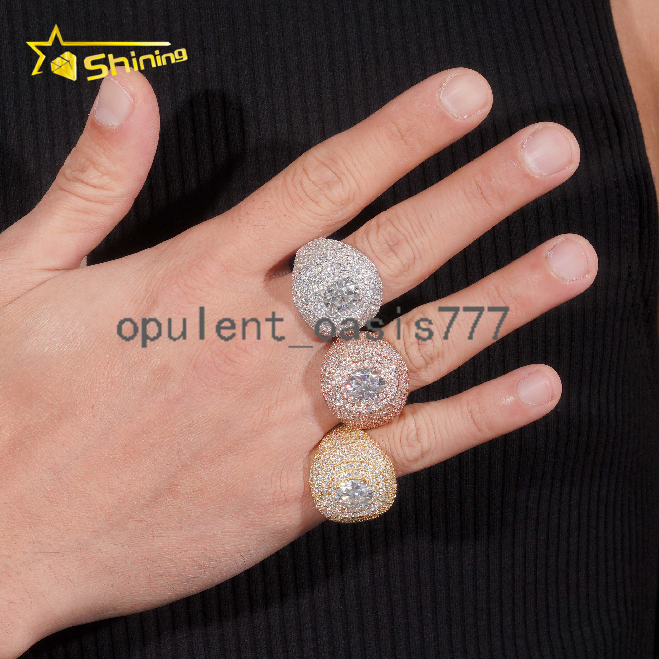 Pass Diamond Tester Hip Hop Jewelry 925 Sterling Silver Fully Iced VVS Diamond Custom Moissanite Iced Out Men Ring