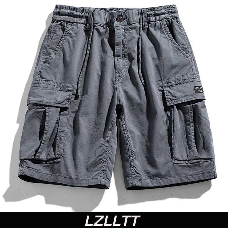 Summer Men Cargo Multi Pocket Shorts Men Casual Solid Elastic Waist Beach Short Spring Men Jogger Pants Shorts Male Dropshipping Z260331