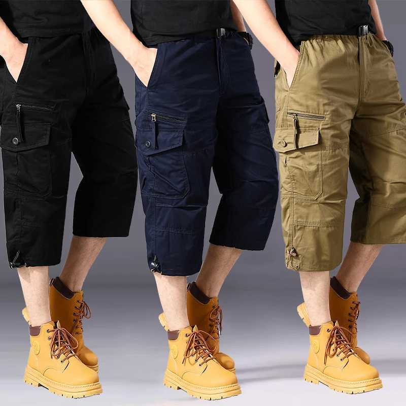 Summer pure cotton cropped shorts for men and young people straight leg sports camouflage casual workwear shorts loose and thi Z260331