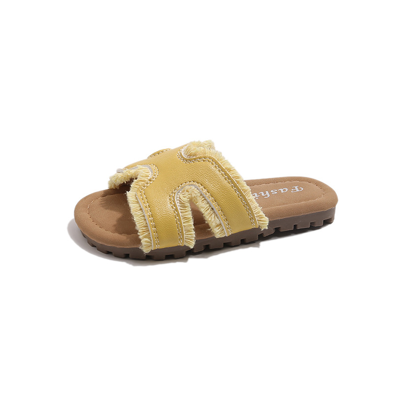 2026 New Kids Slides H-shaped Fringe Slides Summer Open Toe Sandals for Boys Girls Soft Sole Non-slip Casual Slippers for Beach Indoor Outdoor Free sh