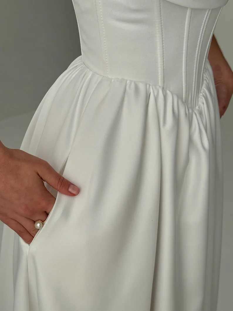 Customized Rode De Morrie 2026 Popular Off The Shoulder Pleat Sweetheart Thick Satin A Line Wedding Dress V-shape Waistline C260331