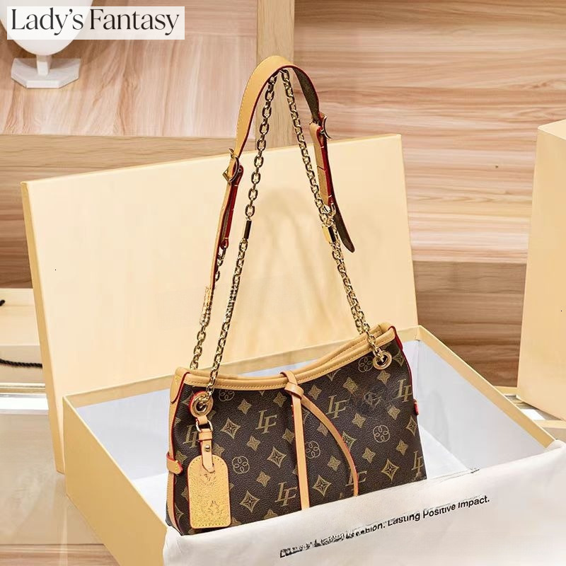 Lady's Fantasy Vintage Monogram Print Chain Shoulder Bag for Women - Faux Leather Hobo Bag with Tassel & Tag Decor, Classic Tote Purse for Work, 
