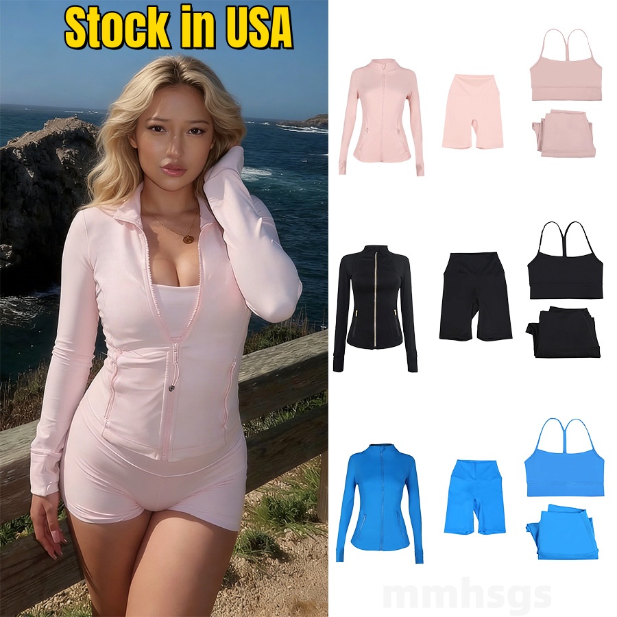 2026 Hot Jackets Yoga Outfit 10A Jacket 25'' Pants Daliy Wear Women Clothes Gym Breathable Jacket Short Set Activewear Ybra Pant Set Solid Sportwear Top Leggings