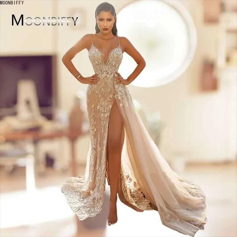 Wedding Party Dress Female Evening Elegant Sexy Deep V Neck Strap Sleeveless Sequined Long Maxi Dresses for Women 2024 C260331