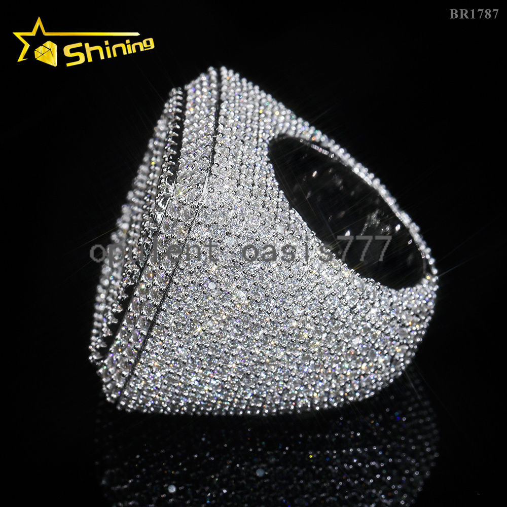 Luxury Style Ready to Ship Lab Diamond Jewelry Custom Ring Silver 925 Vvs Moissanite Iced Out Hip Hop Jewelry Mens Ring