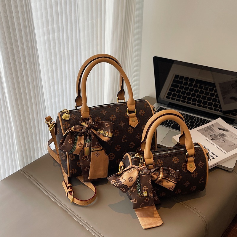 Women's Vintage Large Capacity Monogram New Boston Pillow Single Shoulder Crossbody Bag