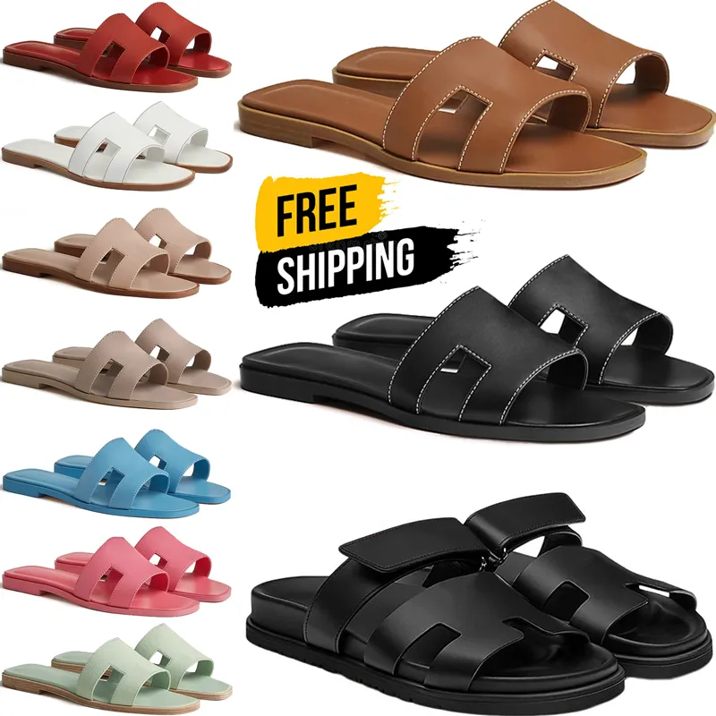 Free shipping chypre sandals women designer slides sandals slippers leather slide slipper Black White Brown luxury womens summer flat sandal claquette sandles