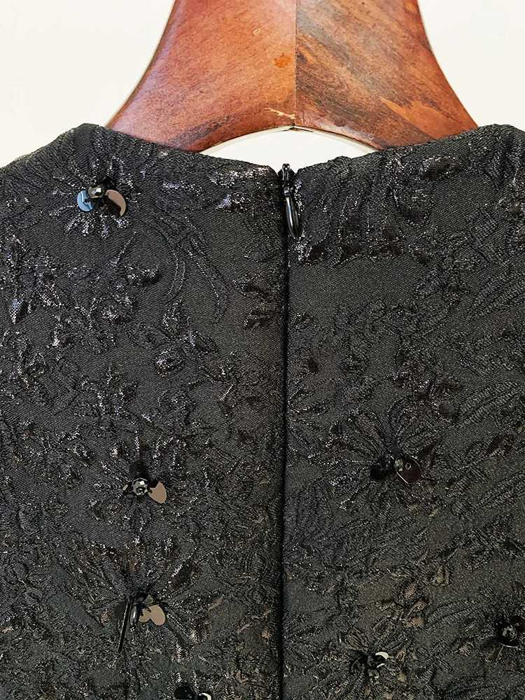 HIGH STREET Newest 2026 Designer Fashion Stylish Dress Womens Beaded Floral Jacquard Trimmed Dress C260331