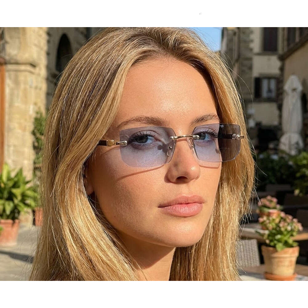 New Fashion Square Cut Edge European And American Trendy Personality Sun Protection Frameless Sunglasses Chunjinqiuli