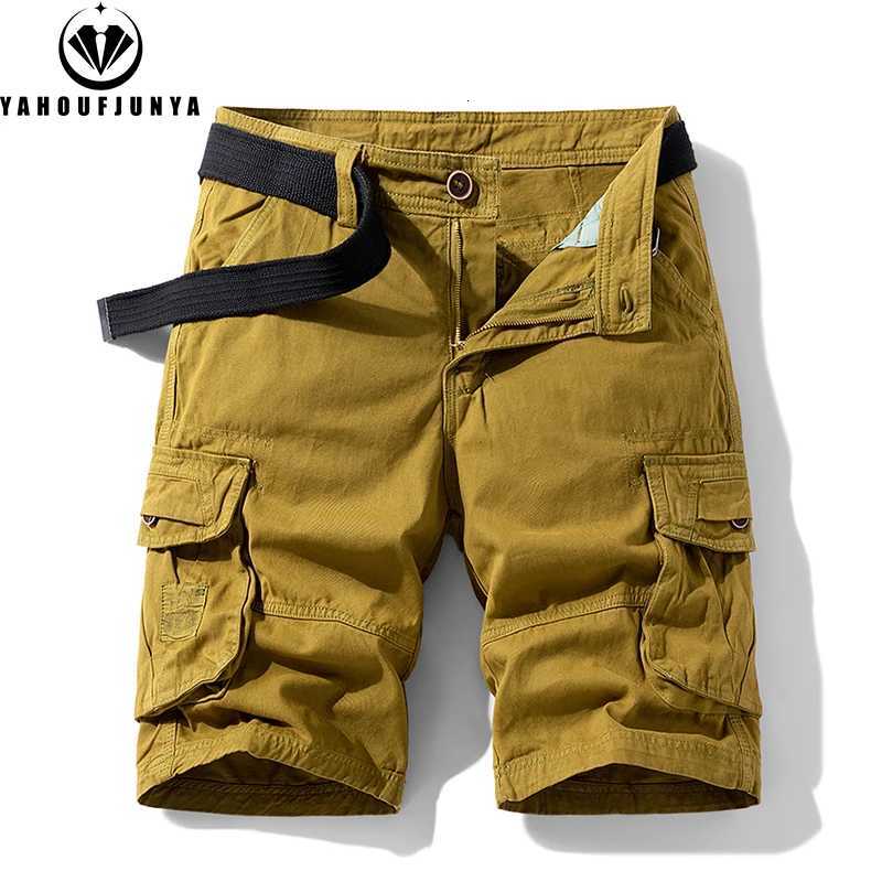New Men Summer Outdoor Leisure Buttons Cargo Style Shorts Men Solid Straight Cotton Comfortable Fashion Design Short Pants Male Z260331