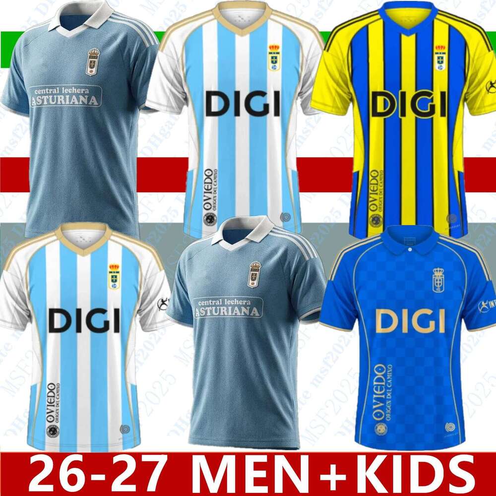 25 26 Real Oviedo 100TH Soccer Jerseys ALEMAO ILYAS NACHO V.M. S. CAZORLA COLOMBATTO PARASCHIV SEOANE PORTILLO SEOANE men kids kits socks sets retro Football Shirts
