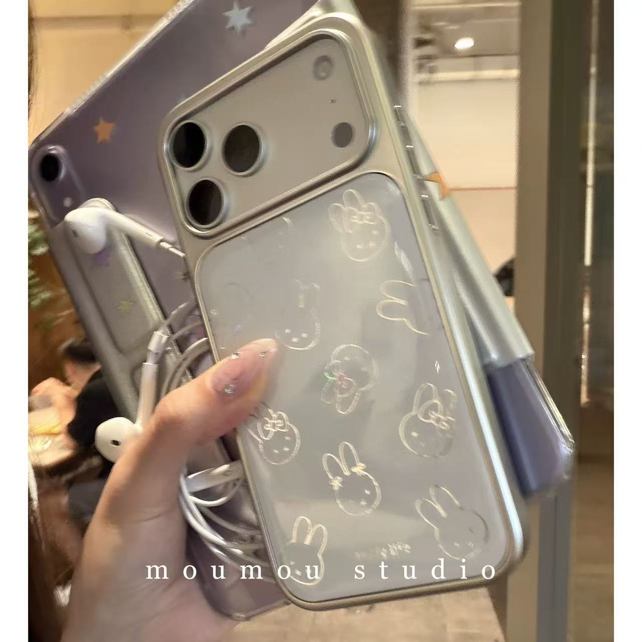 ins cute electroplating Epoxy Miffy Rabbit for iPhone new iPhone case