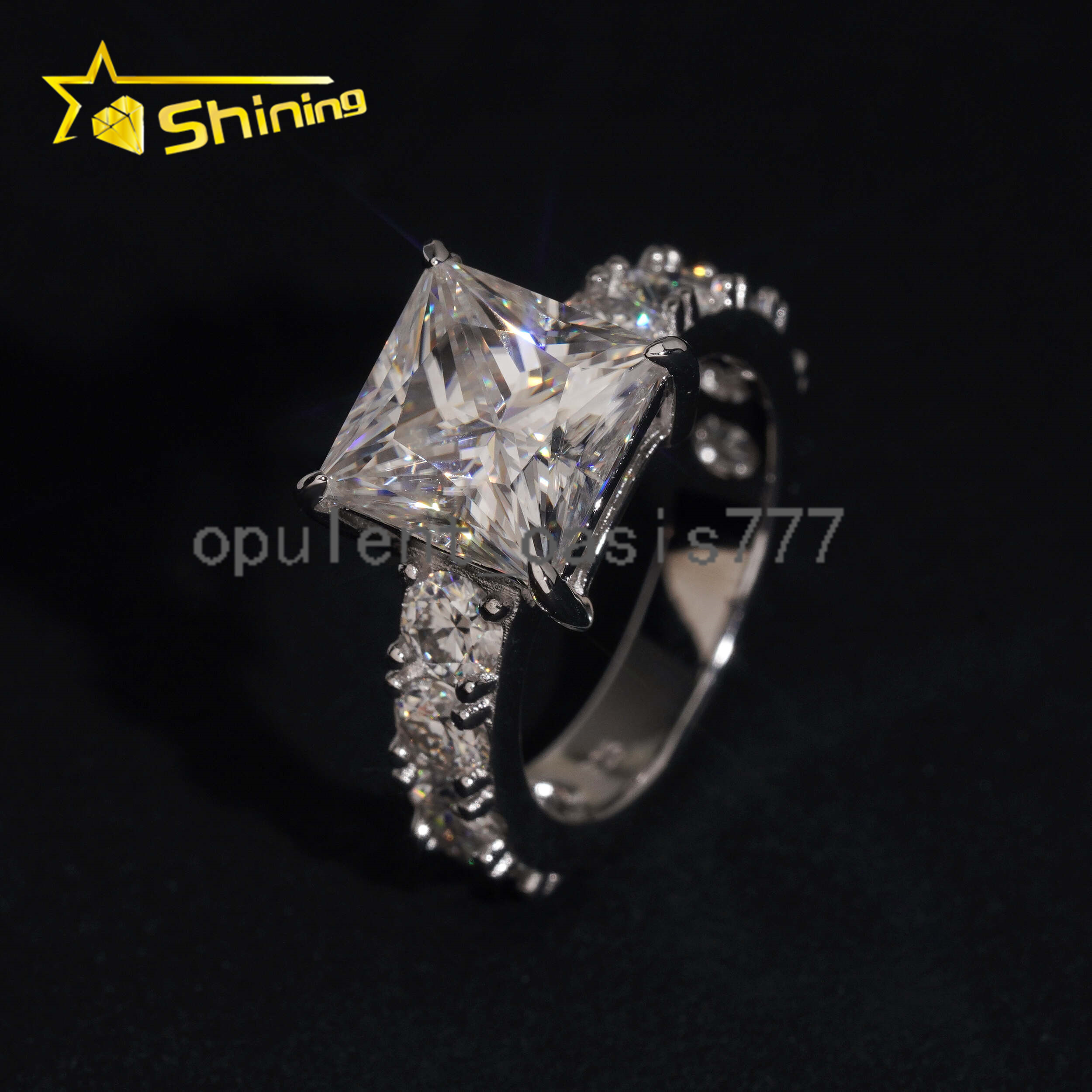 Luxury 925 Sterling Silver 5CT Princess Cut Moissanite Diamond Ring Custom D VVS Moissanite Engagement Ring for Women