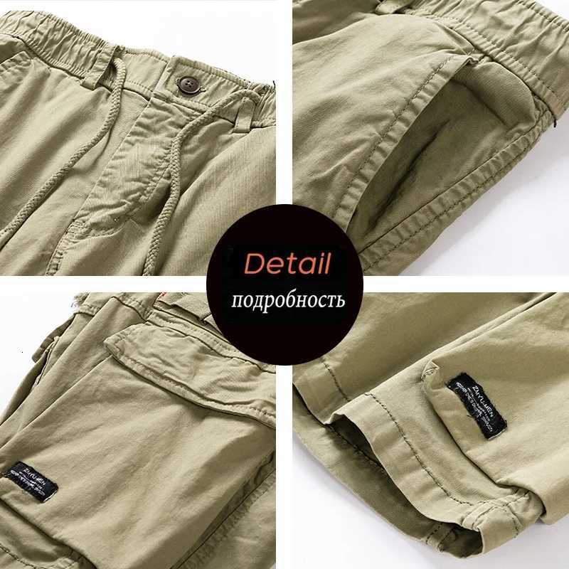 Summer Men Cargo Multi Pocket Cotton Shorts Mens Casual Solid Elastic Waist Shorts Spring Jogger Shorts Pants Male Dropshipping Z260331