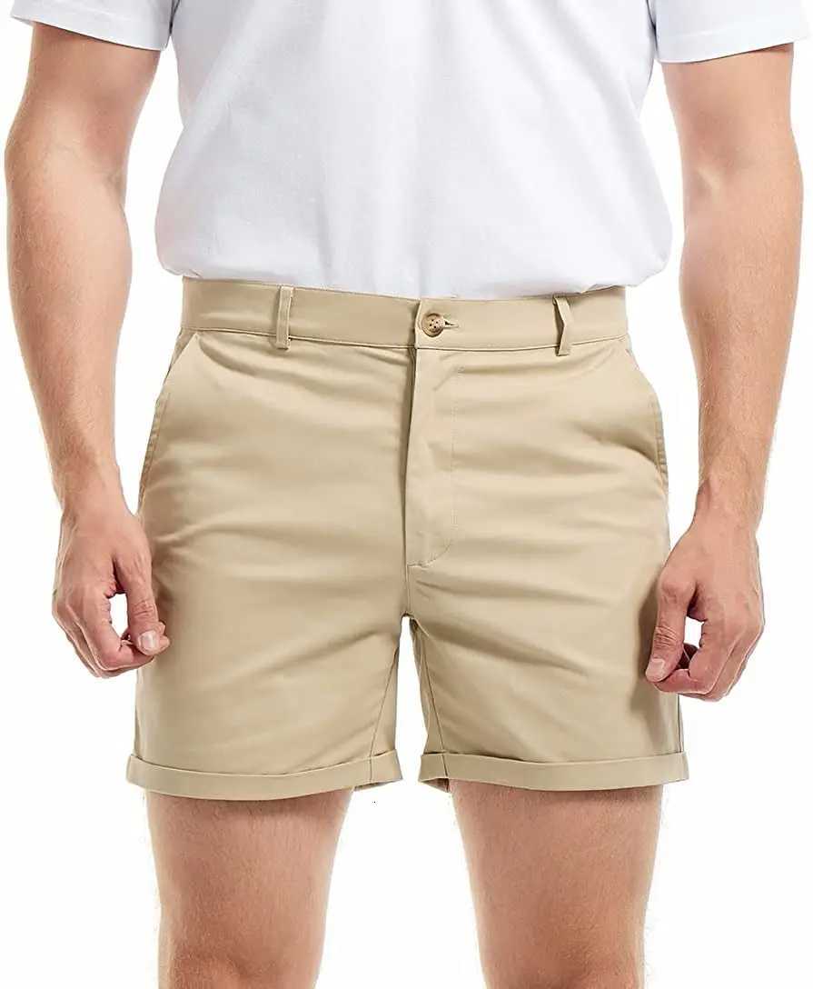 AIMPACT Mens Summer Slim-fit 5 Inseam Flat-Front Stretch Solid Color Chino Shorts AM2355 Z260331