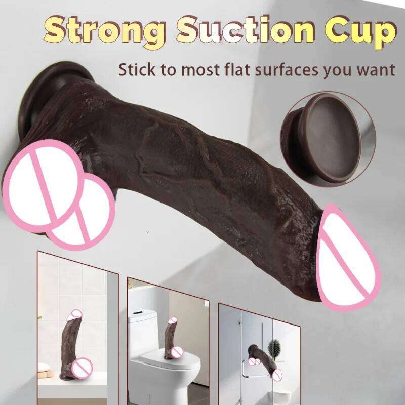 Simulated Black Lifelike Dildo Realistic Big Dick Cock Soft Silicone Penis Anal Plug Suction Cup Dildos For Women 26L0331