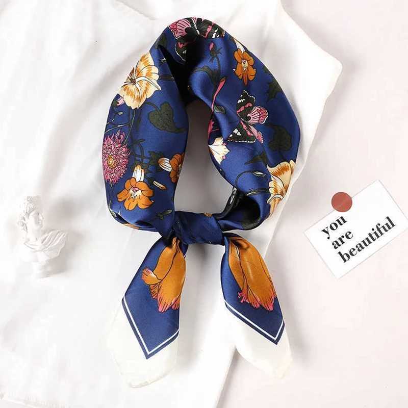 Luxury Brand Silk Square Scarf Women flower Neck Hair Tie Band Beach Hijab Kerchief Head Headbands Bandana Female Foulard 70cm H260331