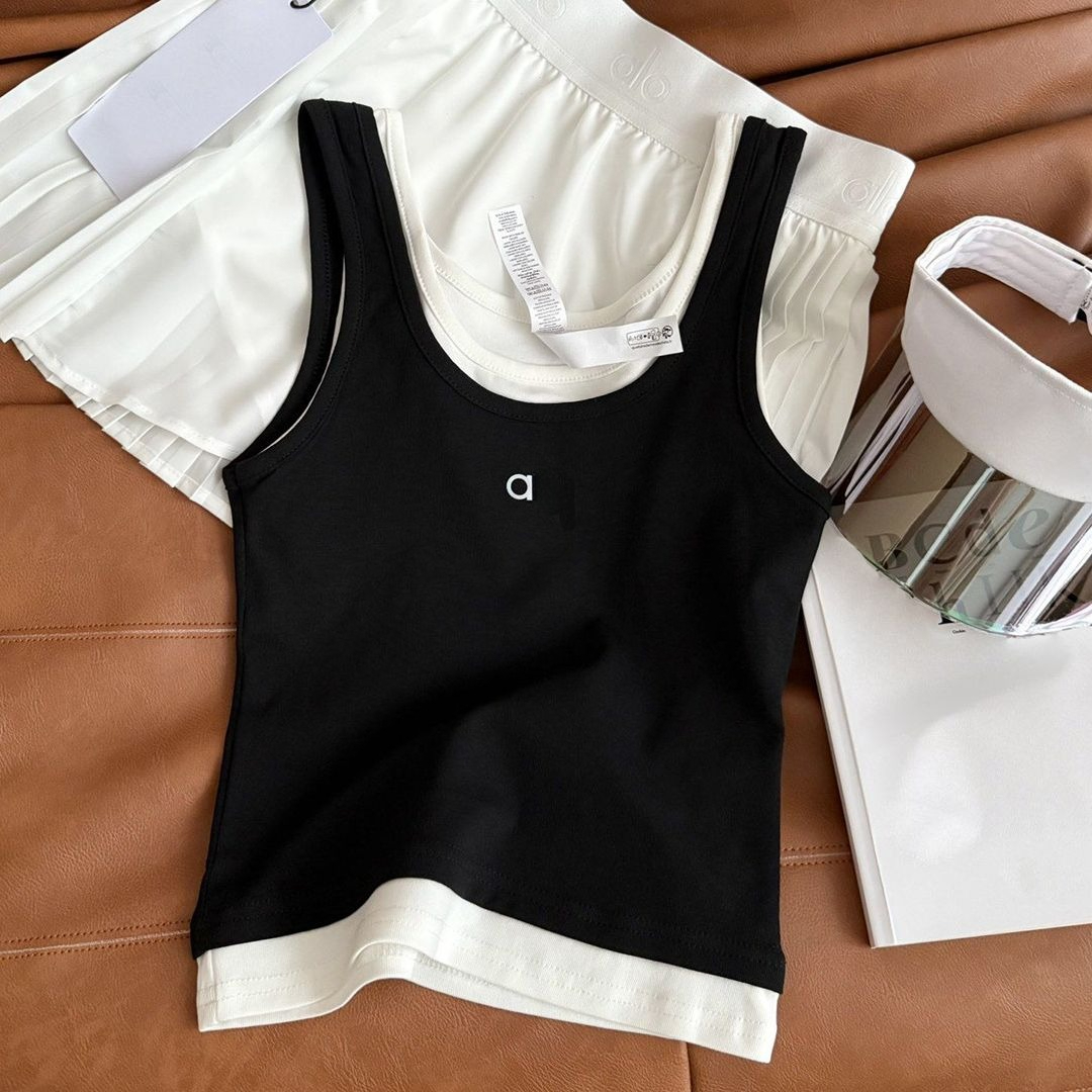 Designer Womens Cross Yoga Sports Tops Vest Luxury Slim Fit Sleeveless Vests With Pad Summer Cotton Tees Outside Wearing Tank Top Clothing T Shirt