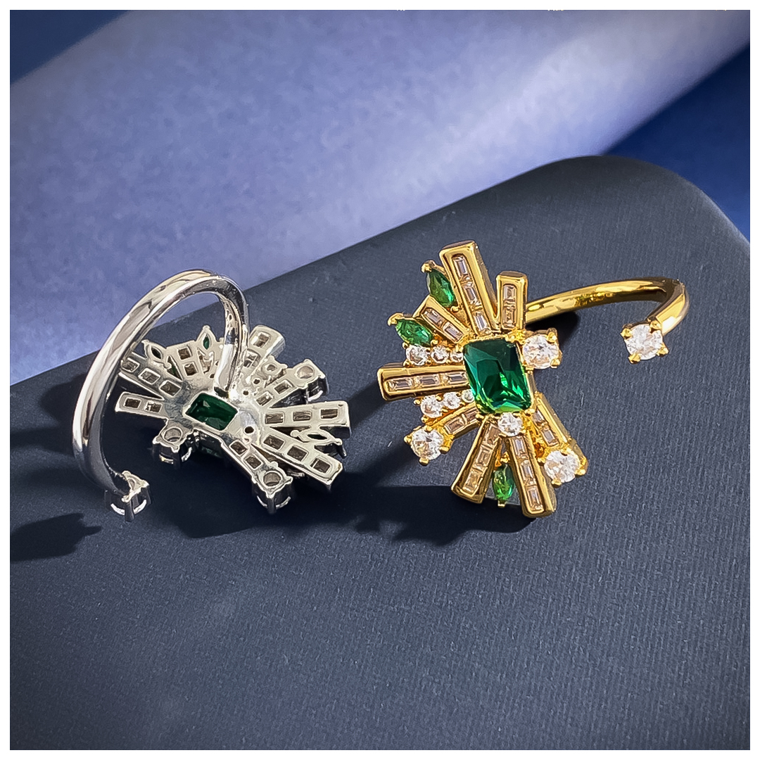 Designer Necklace Necklace for Women Geometric Half Fan Emerald Zircon Diamond Jewelry Set Earrings Necklace Ring Luxury Jewlery Designer for Women El