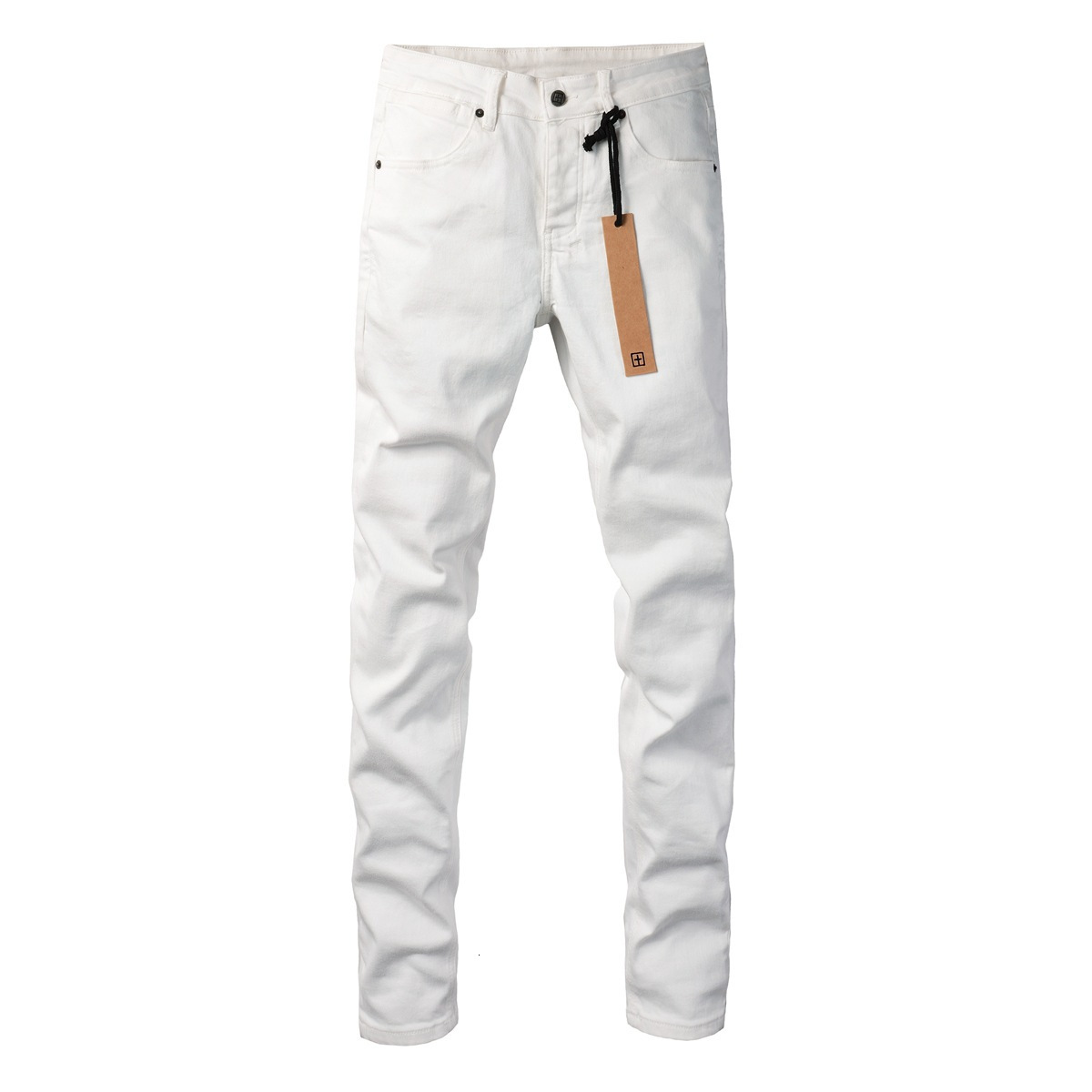 26ss Designer white jeans trendy brand KSUBI HIPHOP JEANS slim fit ripped distressed jeans
