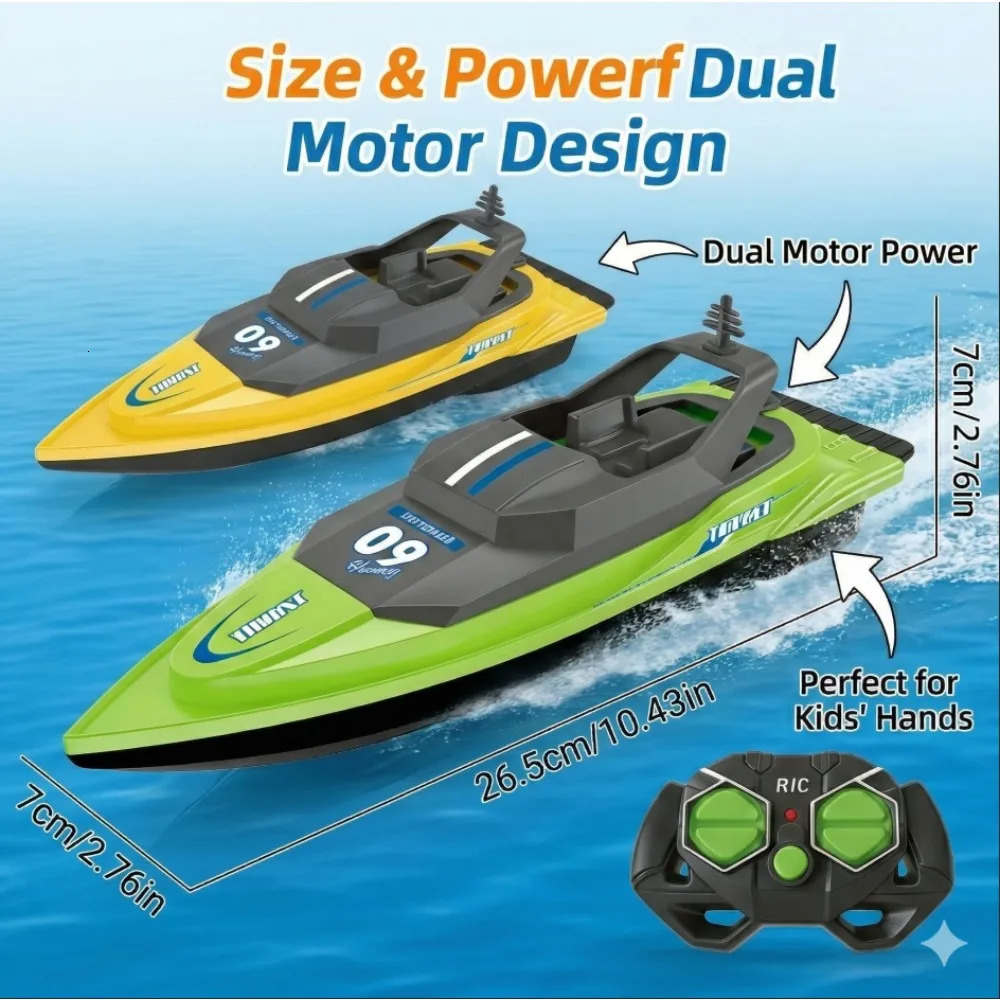24GHz High-Speed RC Boat Electric Racing Speedboat Waterproof Water Toy for Pool Lake Outdoor Play 260429
