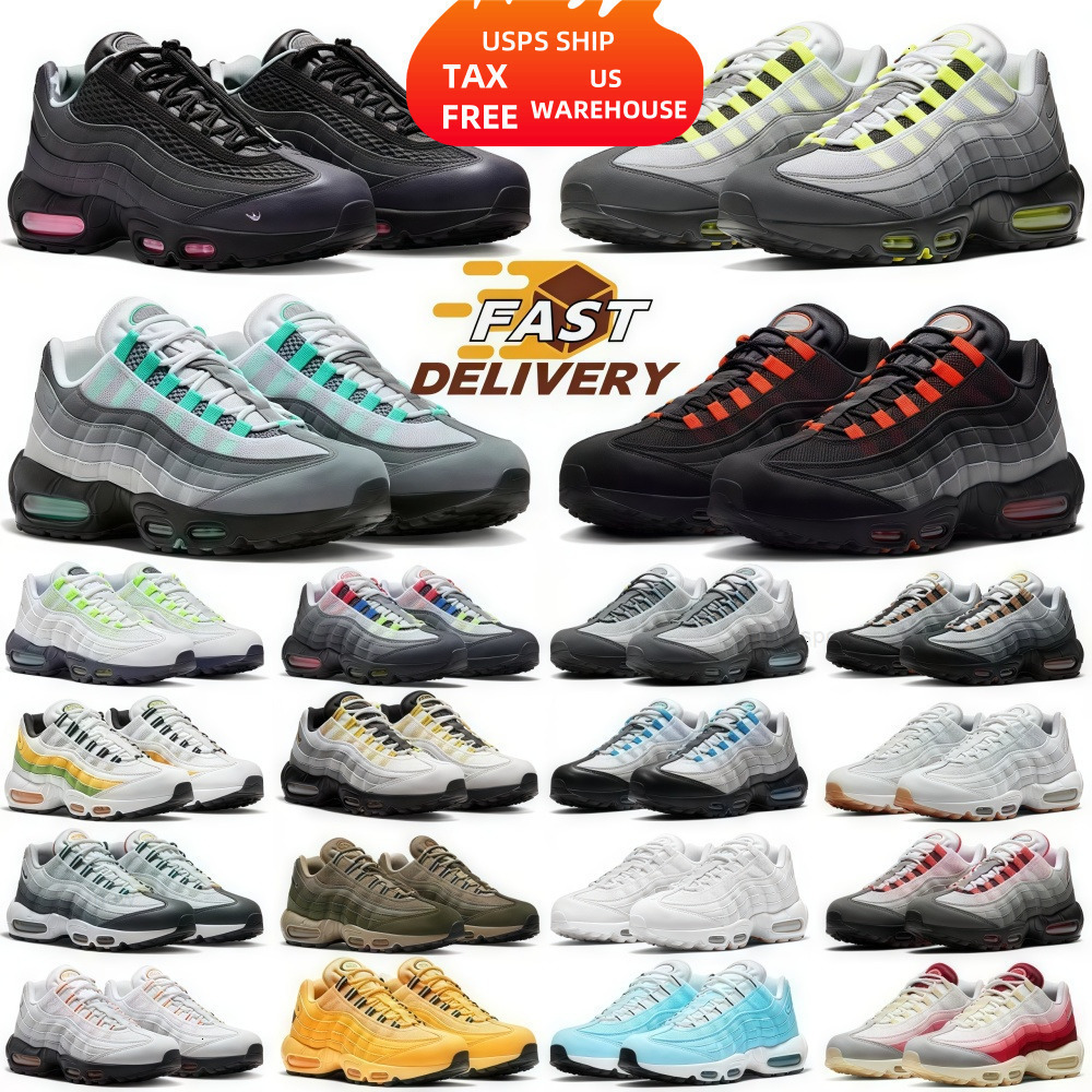 Tax Free 95 Triple Black Running Shoes Designer Men Womens Thick Bottom 95s 97 Sneakers Baltic Blue Anatomy Stadium Sequoia Tour Yellow Neon Greedy Sp