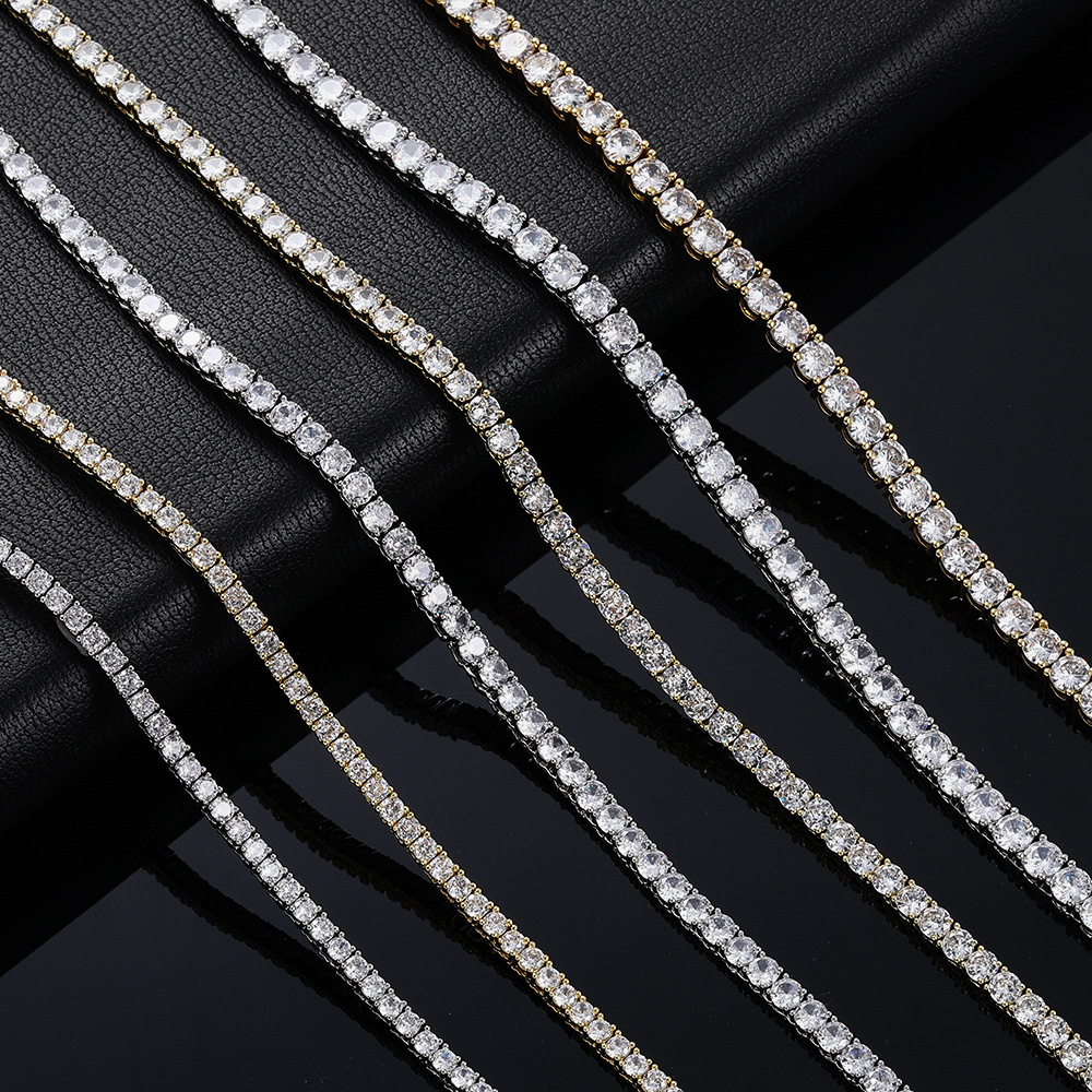 Designer Tennis Chain Rose gold 4mm 5mm VVS Moissanite Tennis Chain 6-24 inch Womens and Mens Bracelet Necklace