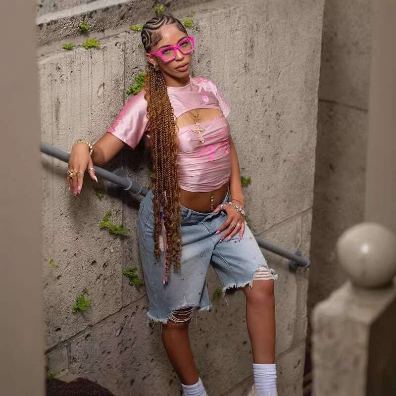 Denim Shorts Women High Waist Distressed Hem Jean Shorts Casual Streetwear Summer European and American cross-border trendy brand AELFRIC EDEN