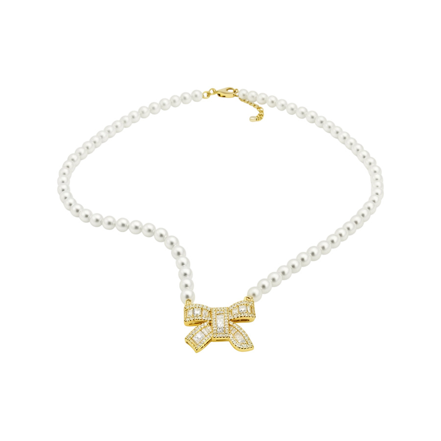 Collarbone summer fashion 2026 new trendy choker pearl bow necklace women's designer collarbone chain - view 9