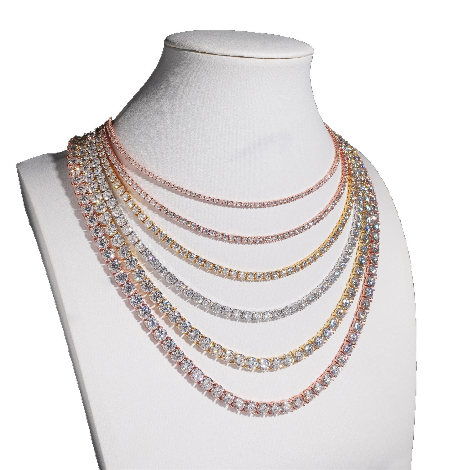 Designer Tennis Chain Rose gold 4mm 5mm VVS Moissanite Tennis Chain 6-24 inch Womens and Mens Bracelet Necklace