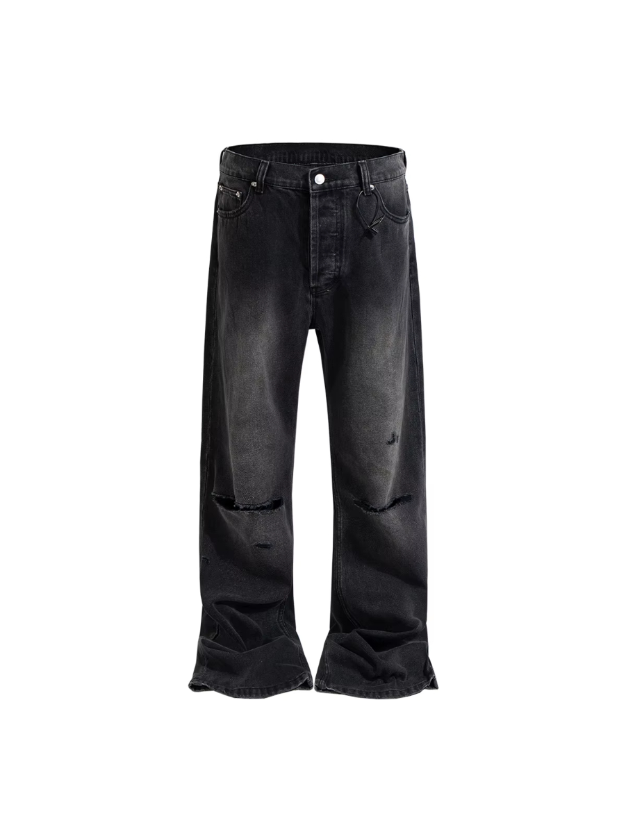 MIJKO Jeans Knife-cut Hole Hand-painted Distressed Denim Trousers ZJ146