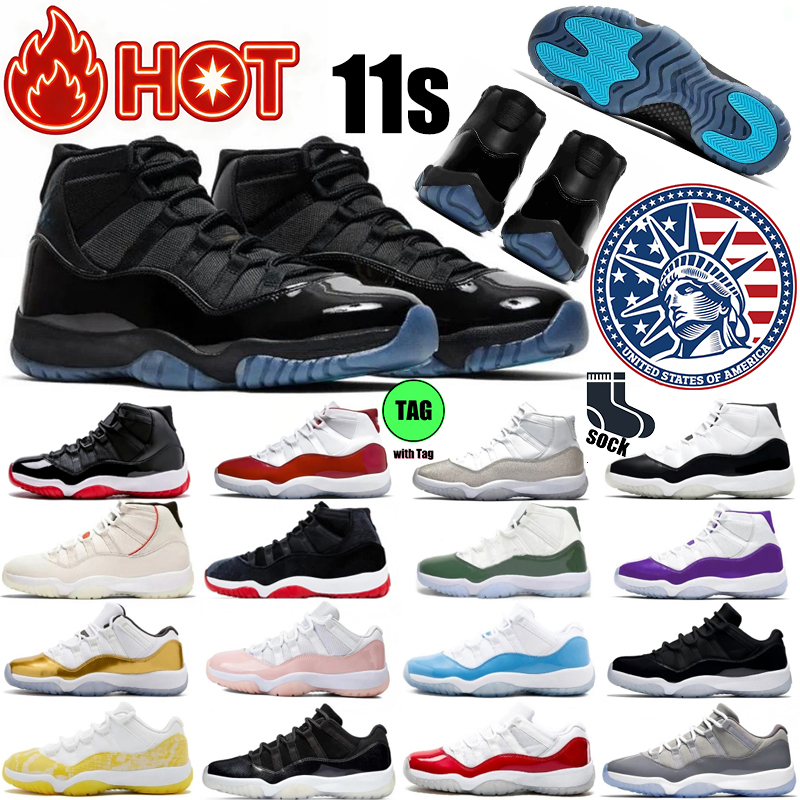 Designer Basketball Shoes 11 men women 11s Gamma Blue Classic Sports Shoes Cement Grey Cap and Gown University Blue Legend Pink Height Increasing 55-1