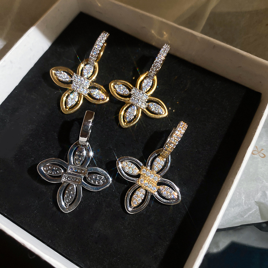 Charming European and American White zircon flower pendant earrings accessories wholesale - view 7
