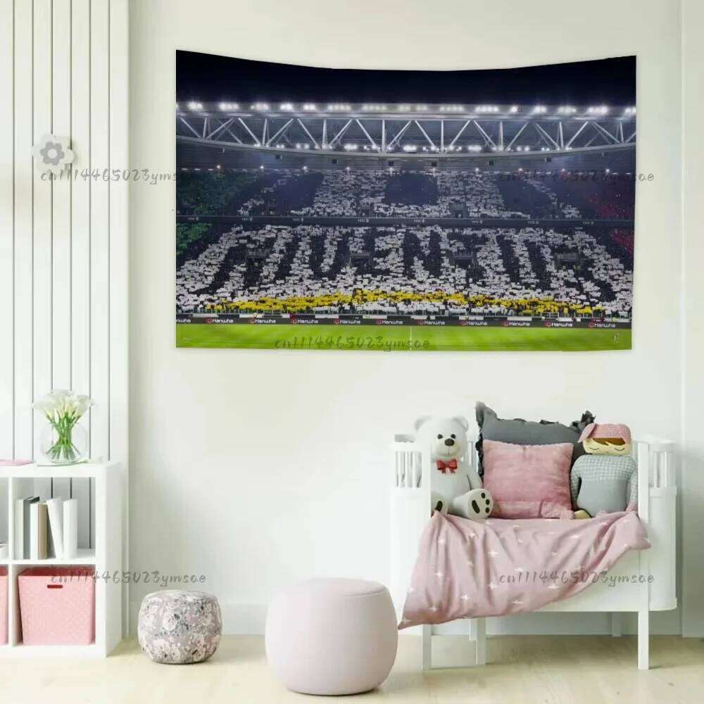 Boutique Football Stadium Flag Bedrooms Garage Decoration Tapestry A-juventus-s Fc Funny Background Cloth Home Decor 26W0430