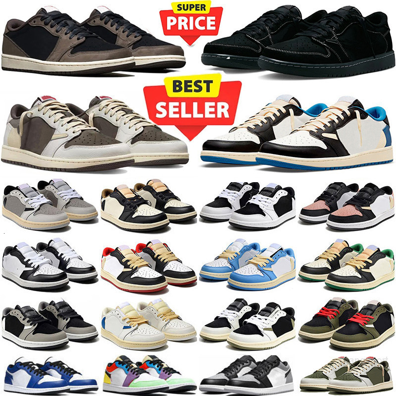 Designer 1S Low basketball shoes Men Women 1 Sneakers Black Phantom OG White Pink Wolf Grey Leather Bred Blue Fashion outdoor Sports Trainers Size Eur