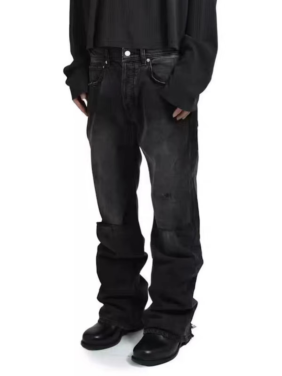 MIJKO Jeans Knife-cut Hole Hand-painted Distressed Denim Trousers ZJ146