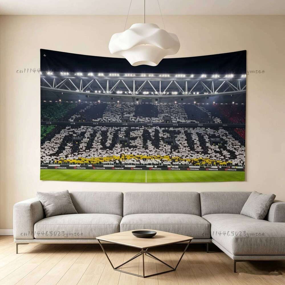 Boutique Football Stadium Flag Bedrooms Garage Decoration Tapestry A-juventus-s Fc Funny Background Cloth Home Decor 26W0430