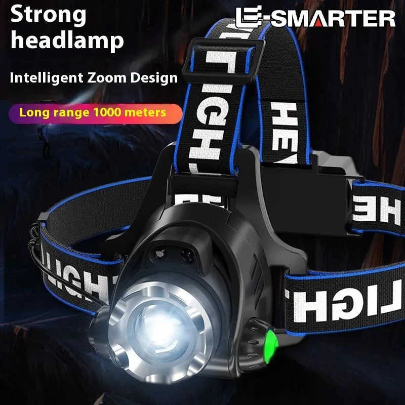 Powerful LED Headlamp USB Rechargeable Telescopic Zoomable Headlight Outdoor Waterproof Work Head Lamp High Lumen Torch 260418