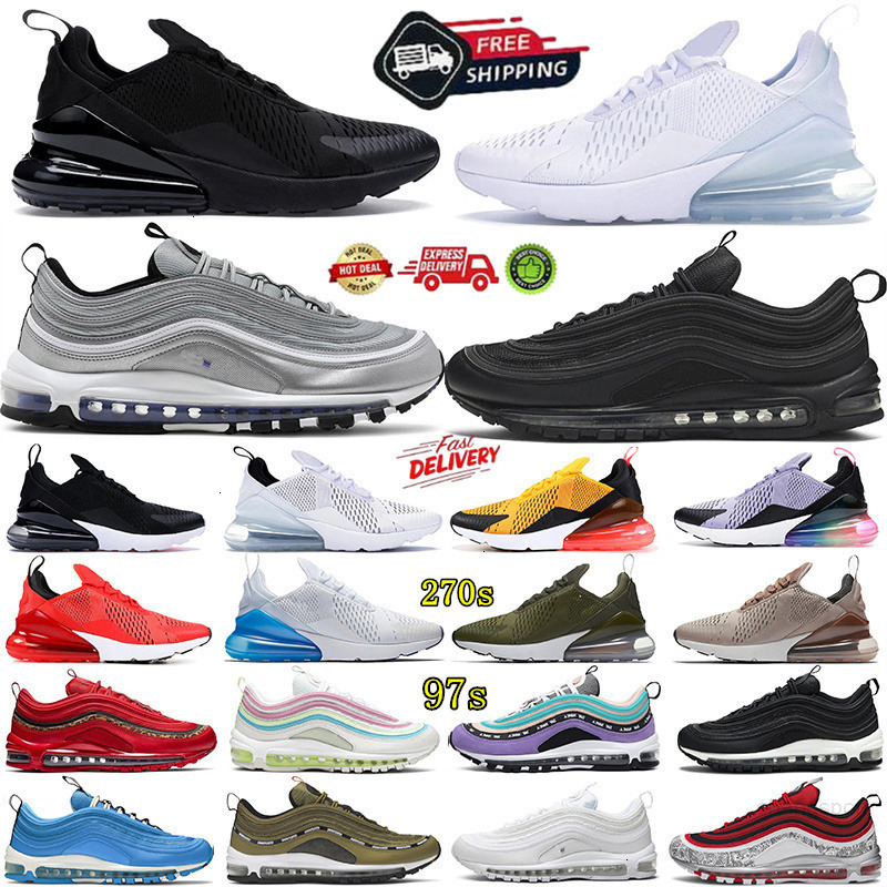 270s 97s Running Shoes Men Women Sneakers Classic Triple Black White Gold Silver Bullet Olive Wolf Grey Luxury Mesh Leather Mens Designer shoes sports