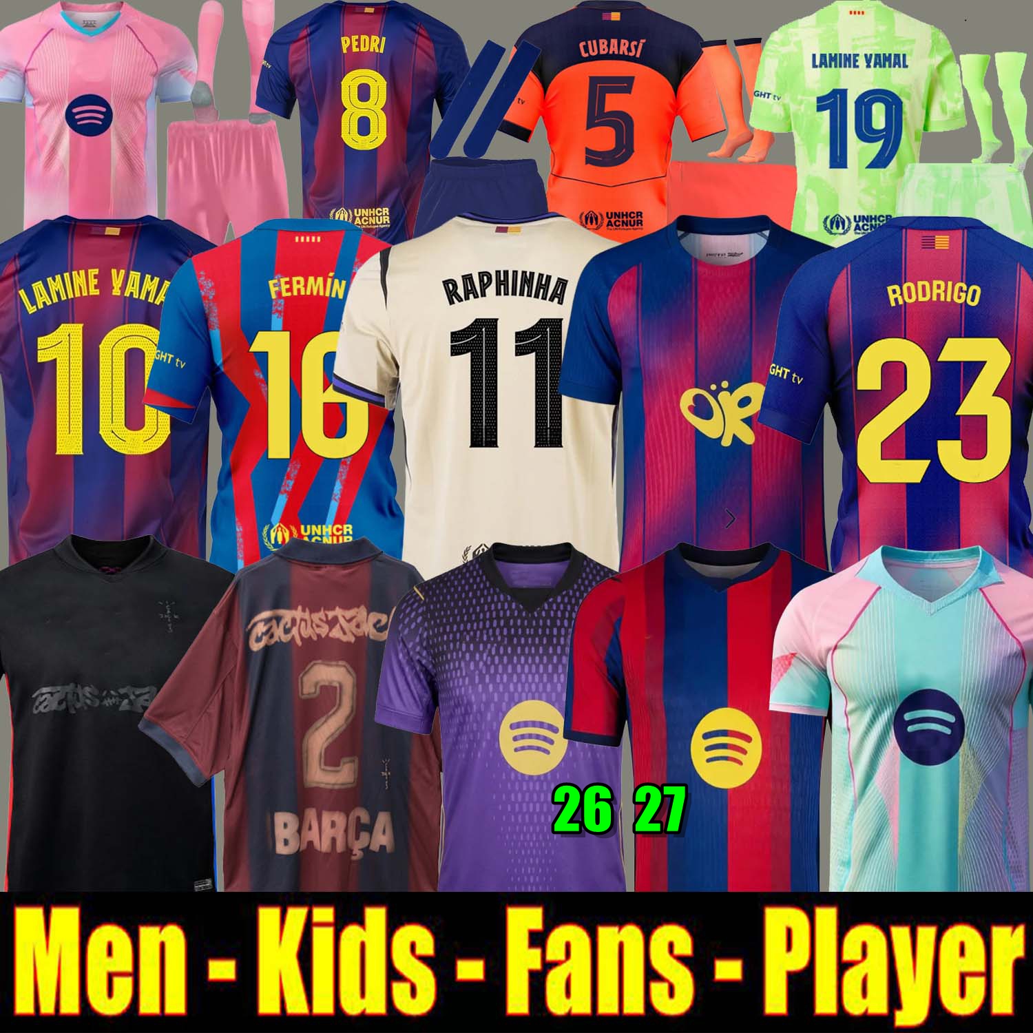 25 26 27 LAMINE YAMAL Lewandowski Soccer Jerseys Raphinha FERRAN 2025 2026 Football Shirt F. DE JONG Men Women Kids Cactus Jack 2025 Rashford Joan Garcia Olivia Rodrigo