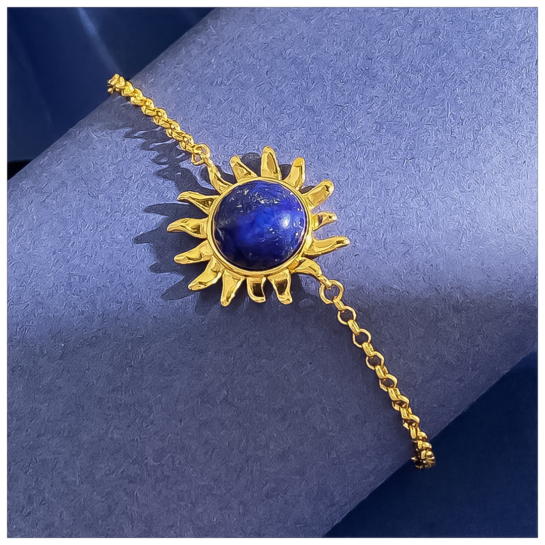 Designer Bracelet Bracelet for Women 18K Gold Plated Bangle Lapis Sunflower Charm Bangles Luxury Jewlery Designer for Women Elegant Statement Gift
