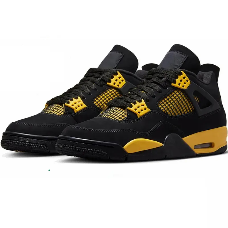 Mens 4 J4 Basketball Sports Shoes Trainers 4s Military Black Cat Bred Sail Red Wet Cement Yellow Thunder White Oreo Metallic Gold Pink Women Designer 