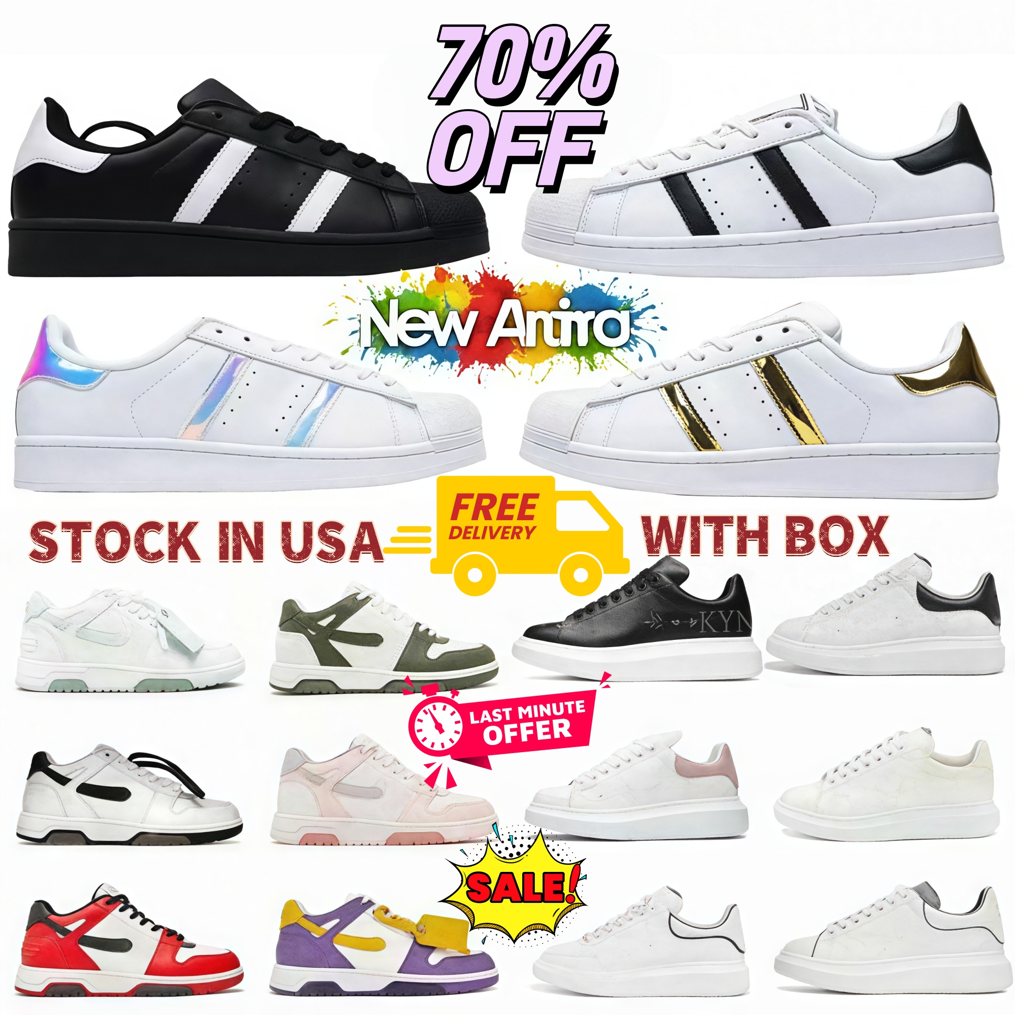 Originals Superstars II Shell Toe Sneakers Classic Black White Gold Shoes Designer Platform Lace Up Shoes Men Women Green Stans Smithes Vegan Low-Top Tennis Sneakers
