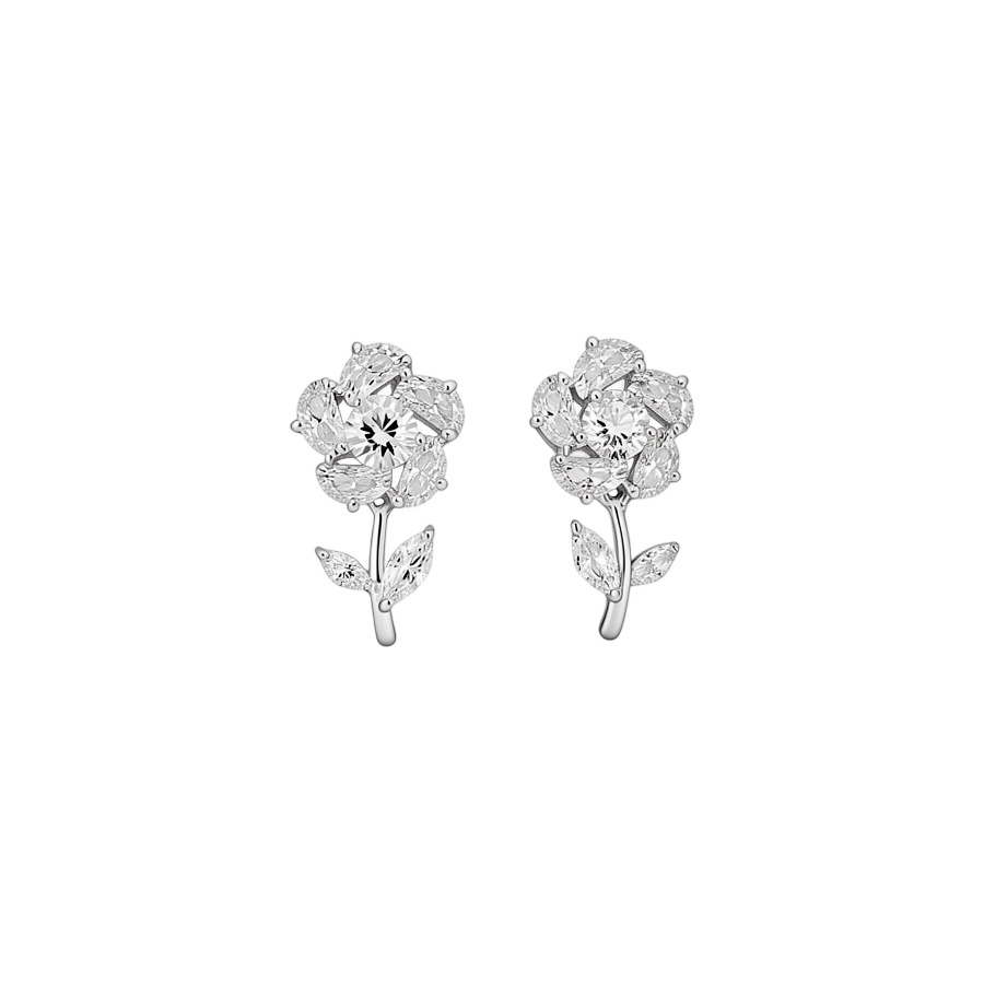 Super shiny zircon flower with a sweet design, luxurious and sophisticated exquisite earrings for women - view 8