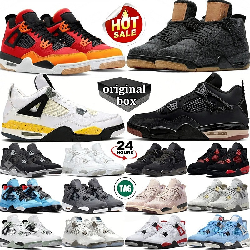 With Box 4 4s Basketball Shoes Photon Dust Blue Chill Nigel Sylvester Black Cat Sierra Red Cave Stone Bred Reimagined Undefeated Womens Mens Trainers 