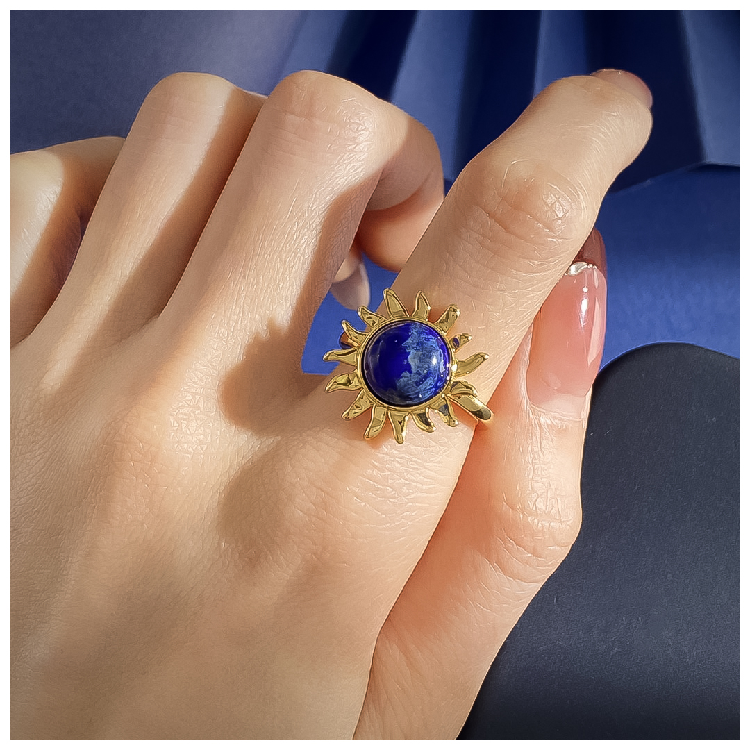 Designer Bracelet Bracelet for Women 18K Gold Plated Bangle Lapis Lazuli Flower Starburst Bangles Luxury Jewlery Designer for Women Timeless Gift