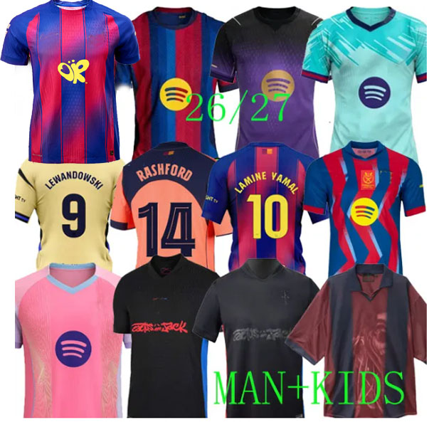 25 26 27 Barcelona LAMINE YAMAL Lewandowski OLIVIA RODRIGO soccer jerseyS Ed Sheeran OLMO GAVI Raphinha FERRAN 2026 football shirt kids home away men kids kit 05 06