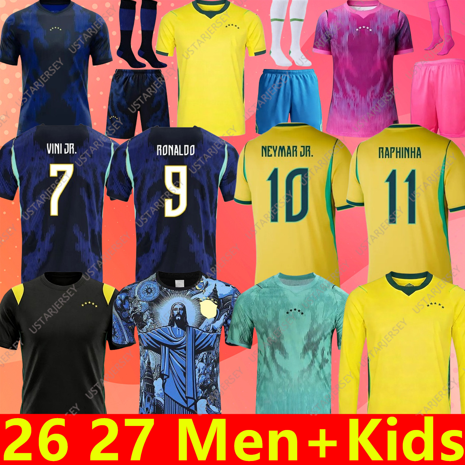 26 27 BRAZILS soccer jerseys L.PAQUETA NEYMAR JR VINI JR. 2026 2027 P.COUTINHO RICHARLISON football shirt G.JESUS T.SILVA BRUNO G. PELE RODRYGO men kid world cup 2026 jersey