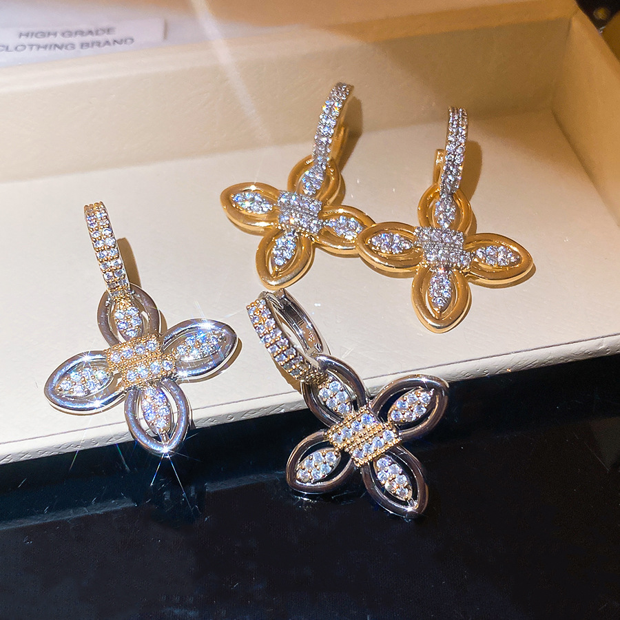 Charming European and American White zircon flower pendant earrings accessories wholesale - view 6